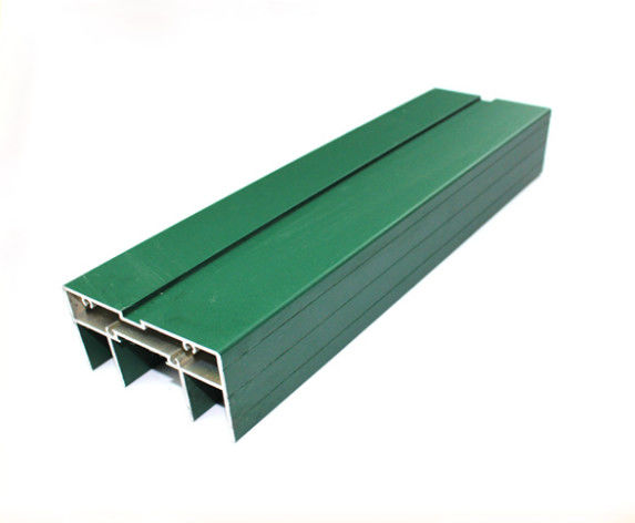Green Rectangle Powder Coated Aluminum Profiles Customized For Construction , Customize