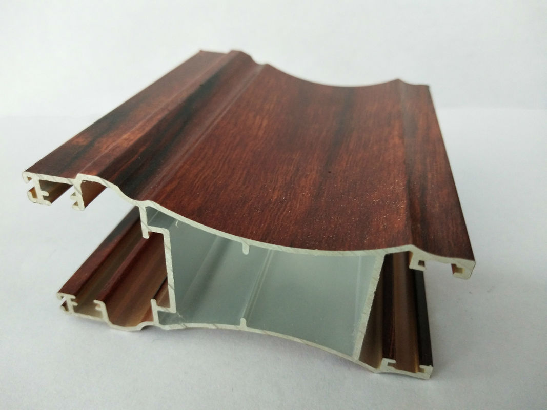 Rectangle Wood Finish Aluminium Profiles / 6063 6063A Aluminum Door Frame Profile
