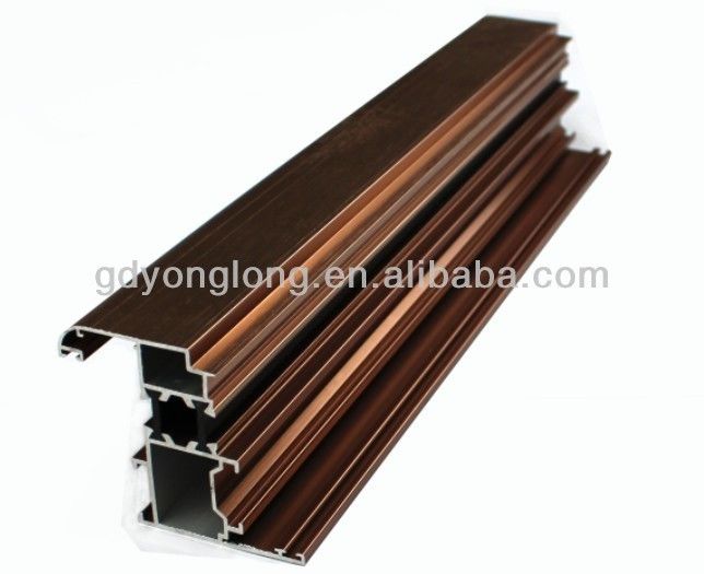 6063 T Shaped Wooden Grain Aluminium Profile Solar And Bronze Aluminium Profile