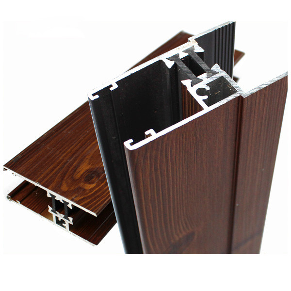 Dark Brown Imitation Grain Wood Finish Aluminium Profiles For Decoration
