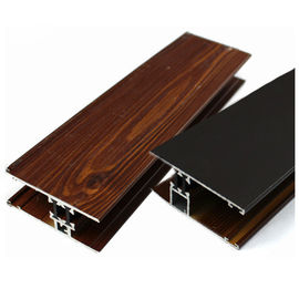 Dark Brown Imitation Grain Wood Finish Aluminium Profiles For Decoration