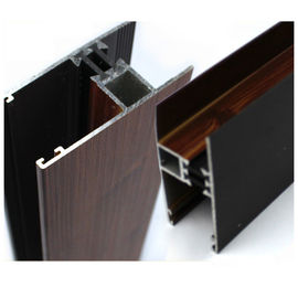 T4 T5 Wood Finish Aluminium Profiles , Commercial Aluminum Glass Door Frame