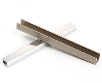 Anodised Silver Polished Aluminum Extrusion / U Profile Aluminum Tile Trim Profiles