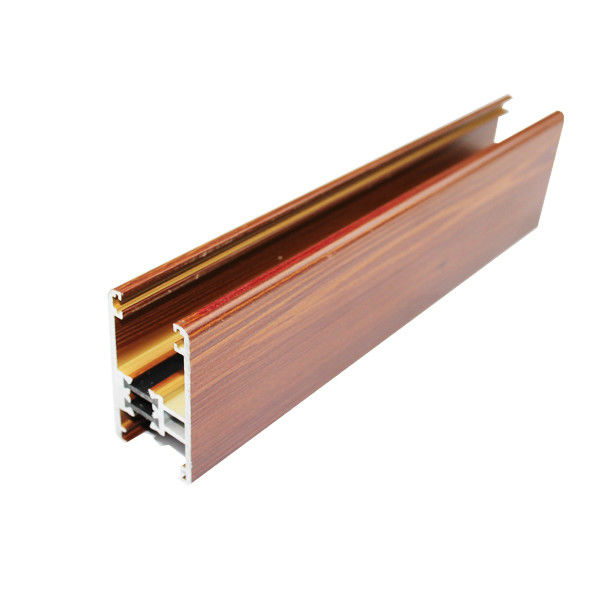 Wood Finished Sliding Shower Door Frame , Wood Grain Aluminium Profiles For Kitchen Cabinet