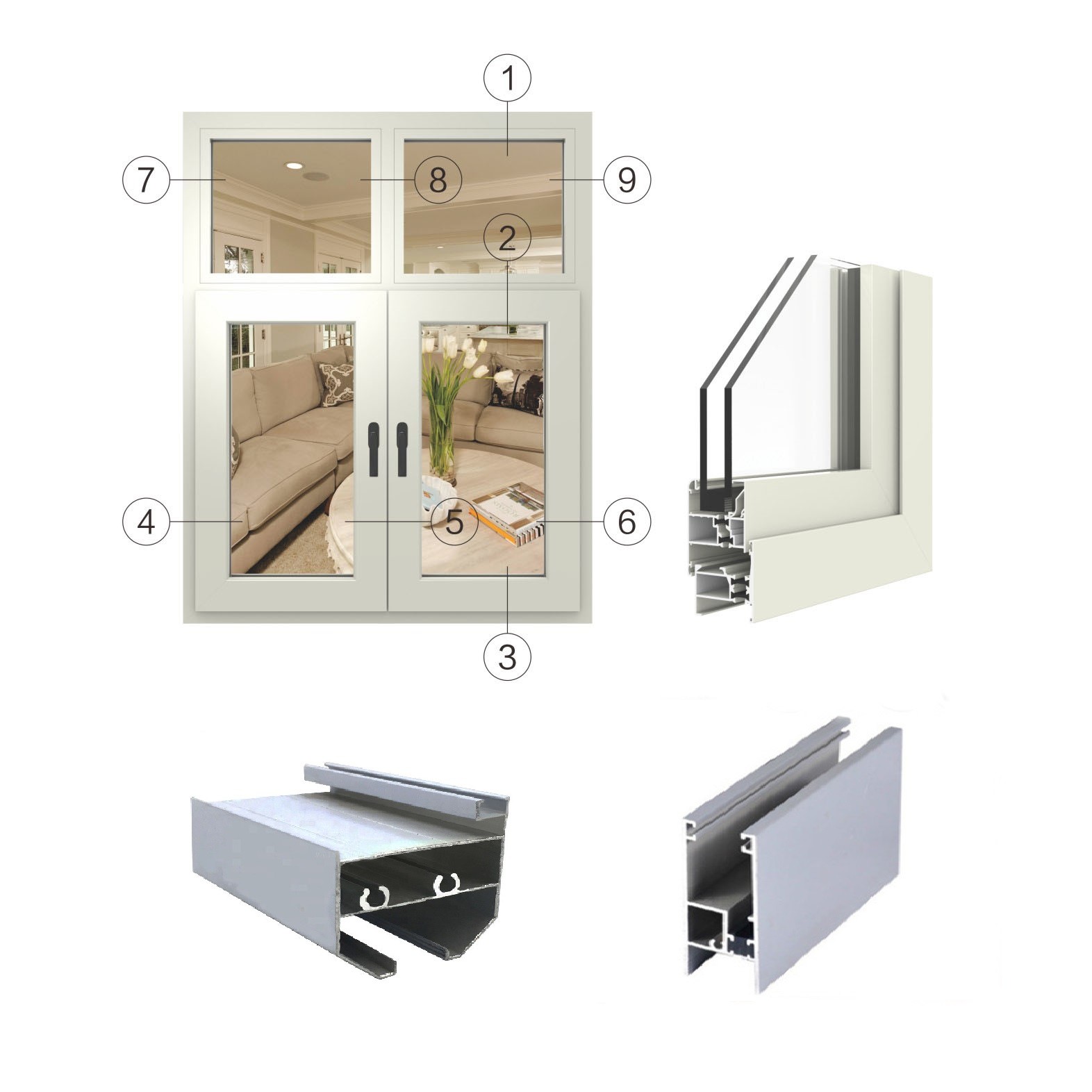 6063 Sand Silver Anodized Aluminium Sliding Windows Frame For Building ...